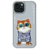 Nimmy Apple iPhone 15 6.1" dėklas telefonui pilkos spalvos Glasses Cool Cat