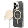 Apple iPhone 14 PRO Guess dėklas 4G Print MagSafe + Belaidis Įkroviklis (GUBPP14LHJEACSA) juodos spalvos
