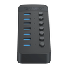 „Orico CT2U3-7AB“ 7x USB-A 3.0 šakotuvas su jungikliais – juodos spalvos