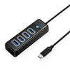 Orico PW4U-C3 USB-C / 4x USB-A 3.0 Hub – juodos spalvos