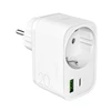 Puro 20W maitinimo įkroviklis su Schuko kištuku ir lizdu, 1x USB-C + 1x USB-A, baltos spalvos