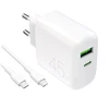 Puro „Daily Prolite“ 45 W USB-C USB-A maitinimo įkroviklis su USB-C laidu – Baltas