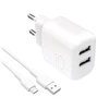 Puro PROLITE 10W 2x USB-A sieninis įkroviklis + USB-A – USB-C kabelis 1.2m – baltos spalvos