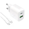 Puro PROLITE 20W USB-A / USB-C wall charger + USB-C – USB-C cable 1.2m – baltos spalvos