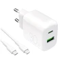 Puro PROLITE 30W USB-A / USB-C wall charger + USB-C – USB-C cable 1.2m – baltos spalvos