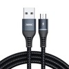 USB Micro Remax Colorful Light laidas, 2.4A, 1m (juodas)
