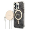 Apple iPhone 13 PRO Guess dėklas 4G Print MagSafe + Belaidis Įkroviklis (GUBPP13XH4EACSK) juodos spalvos