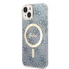 Apple iPhone 14 Guess dėklas 4G Print MagSafe + Belaidis Įkroviklis (GUBPP14XHJEACSA) mėlynos spalvos