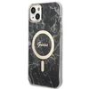 Rinkinys Guess GUBPP14SHMEACSK Case+ Charger iPhone 14 6,1" juodas/juodas kietas dėklas Marble MagSafe