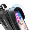 Rockbros B68 dviračio krepšys for armored frame with phone pocket and cover 1.7l – juodos spalvos