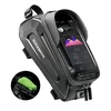 Rockbros B68 dviračio krepšys for armored frame with phone pocket and cover 1.7l – juodos spalvos