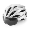 Rockbros Bike šalmas with Visor, Detachable UV Goggles, Unisex, Glossy – baltos spalvos