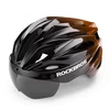 Rockbros dviratininko šalmas su Visor, Detachable UV Protective Goggles, Unisex – juodos spalvos/rudos spalvos