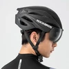 Rockbros dviratininko šalmas su Visor, Detachable UV Protective Goggles, Unisex – juodos spalvos/rudos spalvos
