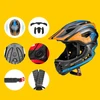 Rockbros TT-32SOBL-M vaikiškas dviratininko šalmas su nuimamu smakro lankeliu dydis M – juodos ir oranžinės spalvos