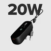 SBS Hybrid PD 20W 5000mAh išorinė baterija su įmontuotu laidu ir sulankstomu kištuku - Juodas
