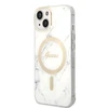 Rinkinys Guess GUBPP14SHMEACSH Case+ Charger iPhone 14 6,1" baltas kietas dėklas Marble MagSafe