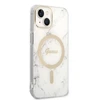 Rinkinys Guess GUBPP14SHMEACSH Case+ Charger iPhone 14 6,1" baltas kietas dėklas Marble MagSafe