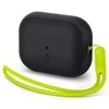 Spigen silikoninis dėklas Silicone Fit juodas + dirželis Phantom Žalias – AirPods Pro (2-os kartos)