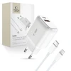 Laidinis įkroviklis 20W USB-C PD + USB QC3.0 + Kabelis 1m USB-C – Lightning Tech-Protect C65W baltos spalvos
