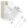 Laidinis įkroviklis 20W USB QC3.0 + USB-C PD + Kabelis USB-C – USB-C Tech-Protect C20W baltos spalvos