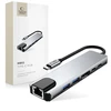 Tech-Protect HB02 HUB Adapteris 6in1 USB-C + USB2.0 + USB3.0 + HDMI 4K 30Hz + RJ45 + PD100W - pilka