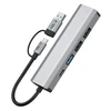Tech-Protect HB03 HUB Adapteris 5in1 USB-C + USB2.0 + USB3.0 + RJ45 - pilka