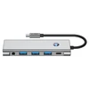 Tech-Protect HB04 HUB Adapteris 9in1 USB-C + USB2.0 + USB3.0 + HDMI 4K 60Hz + SD / TF + PD100W + AV3.5 - pilka
