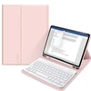 4Kom Tech-Protect SC Pen + klaviatūra su klaviatūra Apple iPad D 10.9” 10 / 2022 / 11” 11 / 2025 – dėklas planšetiniam kompiuteriui rožinės spalvos