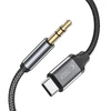 Kabelis 1m USB-C – AUX mini jack 3,5mm Tech-Protect Ultraboost juodos spalvos