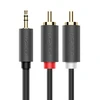 UGREEN AV102 2x RCA (Cinch) kištukai - 3.5mm lizdas kabelis 3m juodas