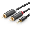 UGREEN AV102 2x RCA (Cinch) kištukai - 3.5mm lizdas kabelis 5m juodas