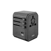 UNIQ laidinis įkroviklis Voyage World Adapteris 33W+ 2xUSB + PD 18W + QC 3.0 pilkos spalvos (LITHOS Collective)