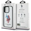 Us Polo Assn US Polo USHCP15XPUSH Apple iPhone 15 Pro Max 6,7" dėklas telefonui baltos spalvos Leather Big DH American Flag