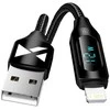 USB-A kabelis – Lightning Wozinsky WUALC1 su LED ekranu 2.4A 1m – juodos spalvos