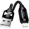 USB-A kabelis – Lightning Wozinsky WUALC2 su LED ekranu 2.4A 2m – juodos spalvos