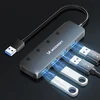 USB-A šakotuvas Wozinsky WHS080YSS 4 x USB-A 3.0 su atskirais jungikliais, aliuminis, su 30 cm laidu · pilka