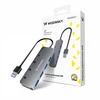USB-A šakotuvas Wozinsky WHS080YSS 4 x USB-A 3.0 su atskirais jungikliais, aliuminis, su 30 cm laidu · pilka