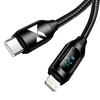 USB-A kabelis – Lightning Wozinsky WUALC2 su LED ekranu 2.4A 2m – juodos spalvos