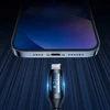 USB-A kabelis – Lightning Wozinsky WUALC2 su LED ekranu 2.4A 2m – juodos spalvos