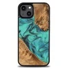 Medinis ir dervos dėklas iPhone 15 Plus Bewood Unique Turquoise - turkis ir juodas