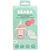 BEABA MOKOMASIS STIKLINIS BUTELIUKAS-GERTUVĖ 2IN1, 210 ML, OLD Rožinis, SILIKONINIAME DĖKLE