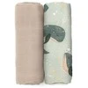 Petite&amp;Mars Misty - bambukiniai muslininiai vystyklai, 2 vnt. rinkinys | Banginio daina
