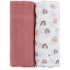 Petite&amp;Mars Misty - bambuko muslino vytinys, 2 rinkinys | Rožė