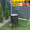 Kazan Mangal Komplektas: Uzbekiškas išdegintas kazanas 16L apvalus dugnas + Krosnelė kazanui + Kiaurasamtis