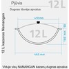 Namangan Komplektas: Uzbekiškas išdegintas kazanas 12L apvalus dugnas + Krosnelė kazanui + Kiaurasamtis
