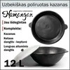 Uzbekiškas poliruotas kazanas 12L (Namangan) su ketaus dangčiu-keptuve | plokščias dugnas