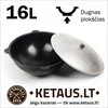 Rištan Uzbekiškas poliruotas kazanas 16l (Namangan) plokščias dugnas (išorėje) +Ketaus dangtis-keptuvė +Leganas 38 cm + 46cm kiaurasamtis