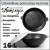 Uzbekiškas poliruotas kazanas 16L (Namangan) su ketaus dangčiu-keptuve | plokščias dugnas