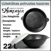 Uzbekiškas poliruotas kazanas 22L (Namangan) su ketaus dangčiu-keptuve | apvalus dugnas